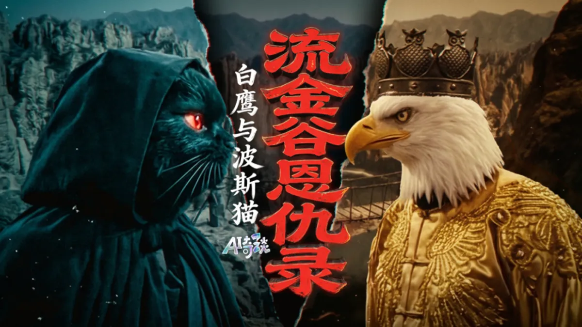 A viral AI short film on CCTV uses anthropomorphic animals to depict the US-China rivalry, while also embedding references to Manchu-Han ethnic tensions. (Video Screenshot)