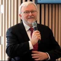 Former Australian Prime Minister Kevin Rudd, who delivered a lecture on China's AI strategy at the Australian National University on August 26, 2026. (AP) Former Australian Prime Minister Kevin Rudd, who delivered a lecture on China's AI strategy at the Australian National University on August 26, 2026. (AP)
