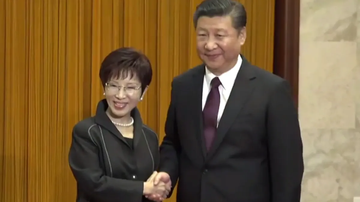洪習會,洪秀柱、習近平。(取自洪秀柱臉書影片截圖)