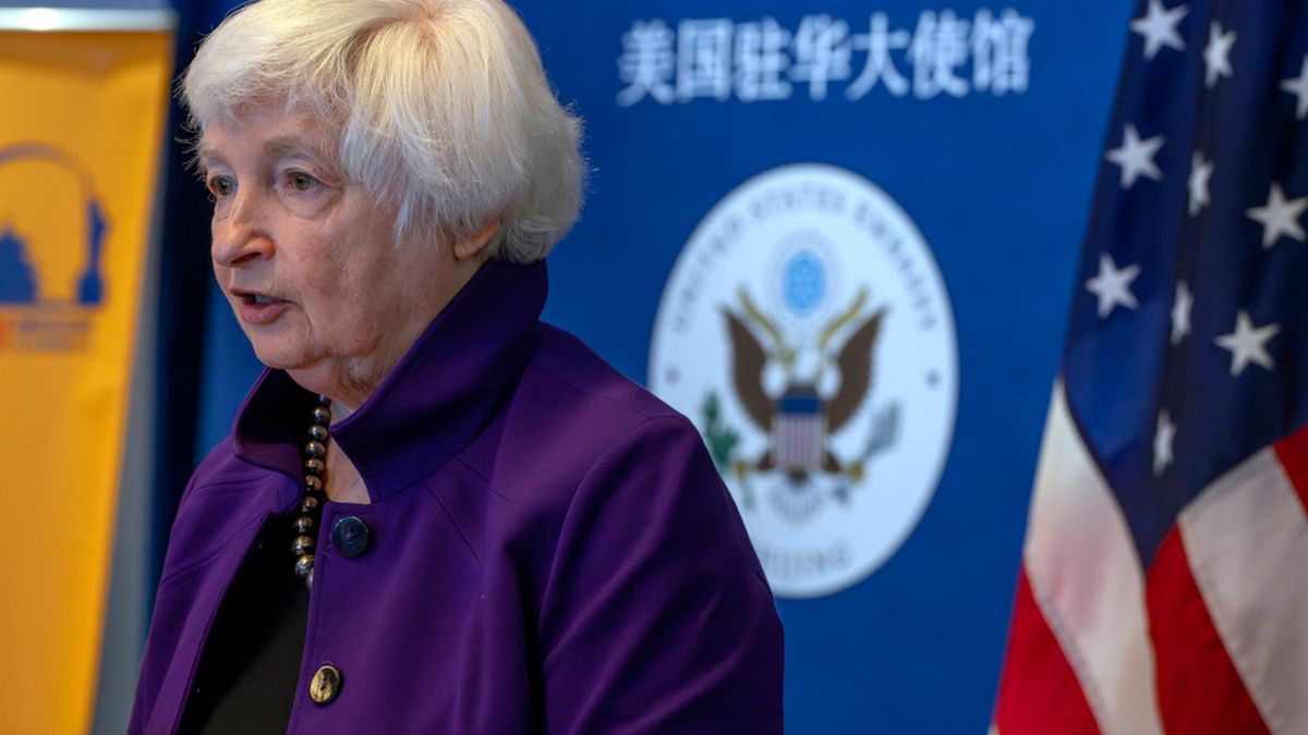 2023年7月9日,美國財政部長葉倫在美國駐北京大使館舉行的記者會。(美聯社) 2023年7月9日,美國財政部長葉倫在美國駐北京大使館舉行的記者會。(美聯社)