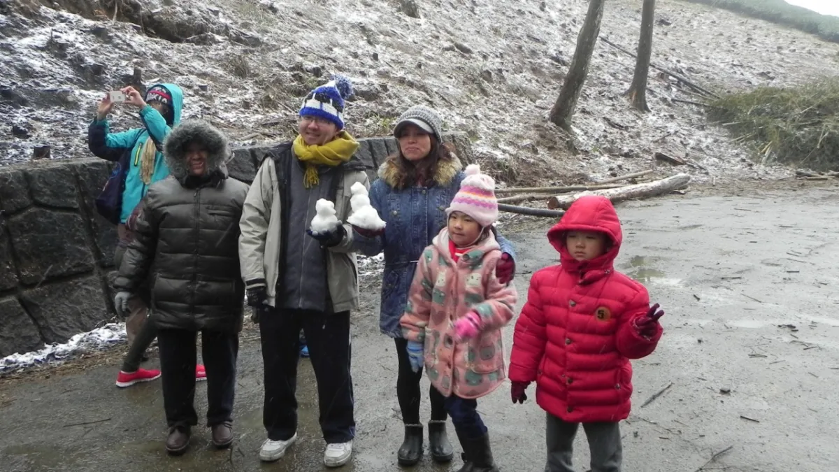 草嶺石壁降瑞雪 百年來第二次飄雪