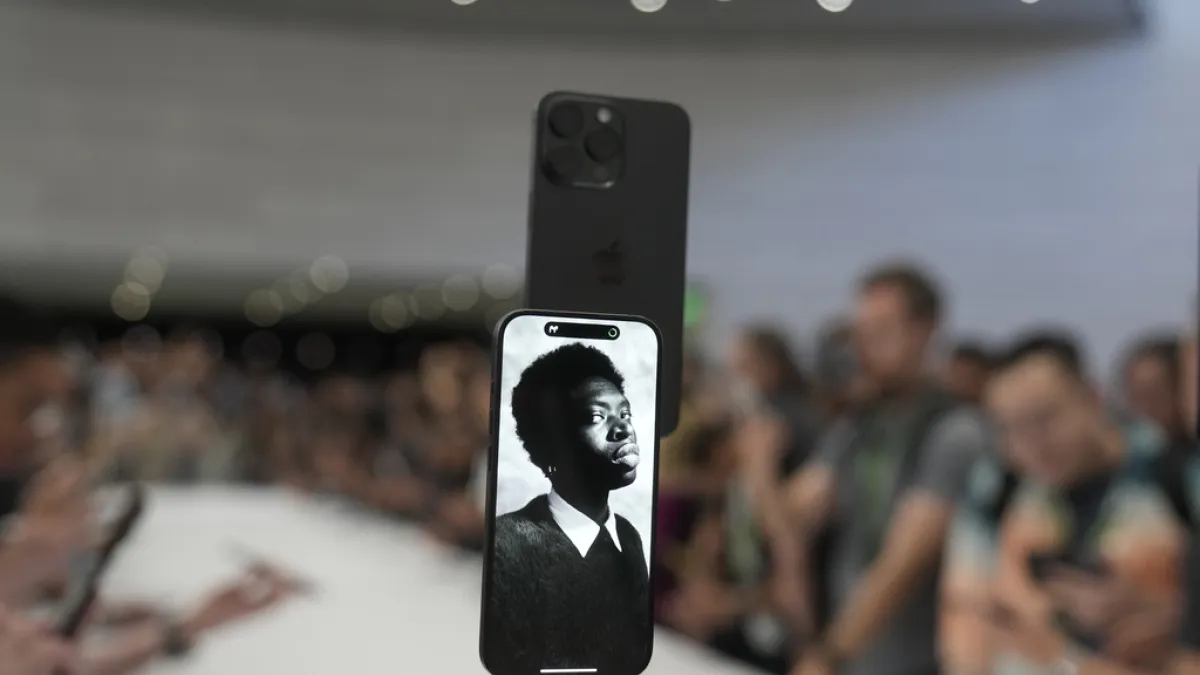 蘋果2023年9月發表的iPhone 15。(美聯社)