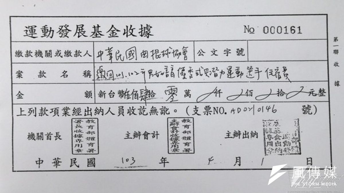 體育署表示,僅要求曲棍球協會補交收據以便核銷,但協會主動匯回540萬元。(吳逸驊翻攝) 體育署表示,僅要求曲棍球協會補交收據以便核銷,但協會主動匯回540萬元。(吳逸驊翻攝)