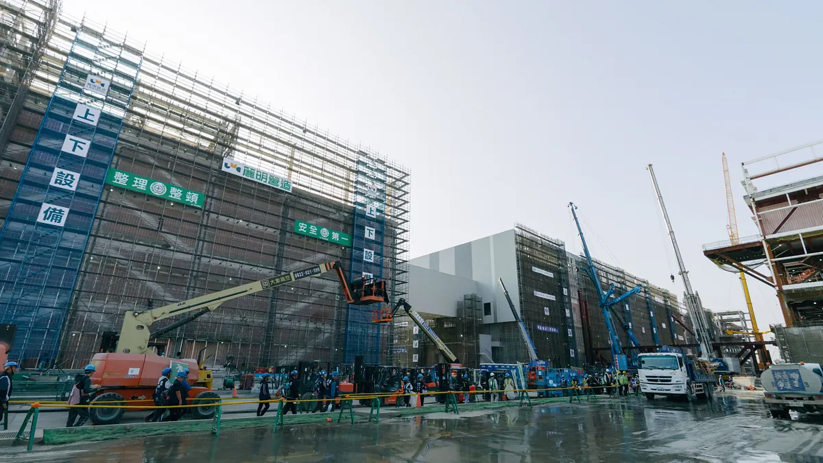 台積公司AP7嘉義先進封測廠房興建工程。(台積電提供)