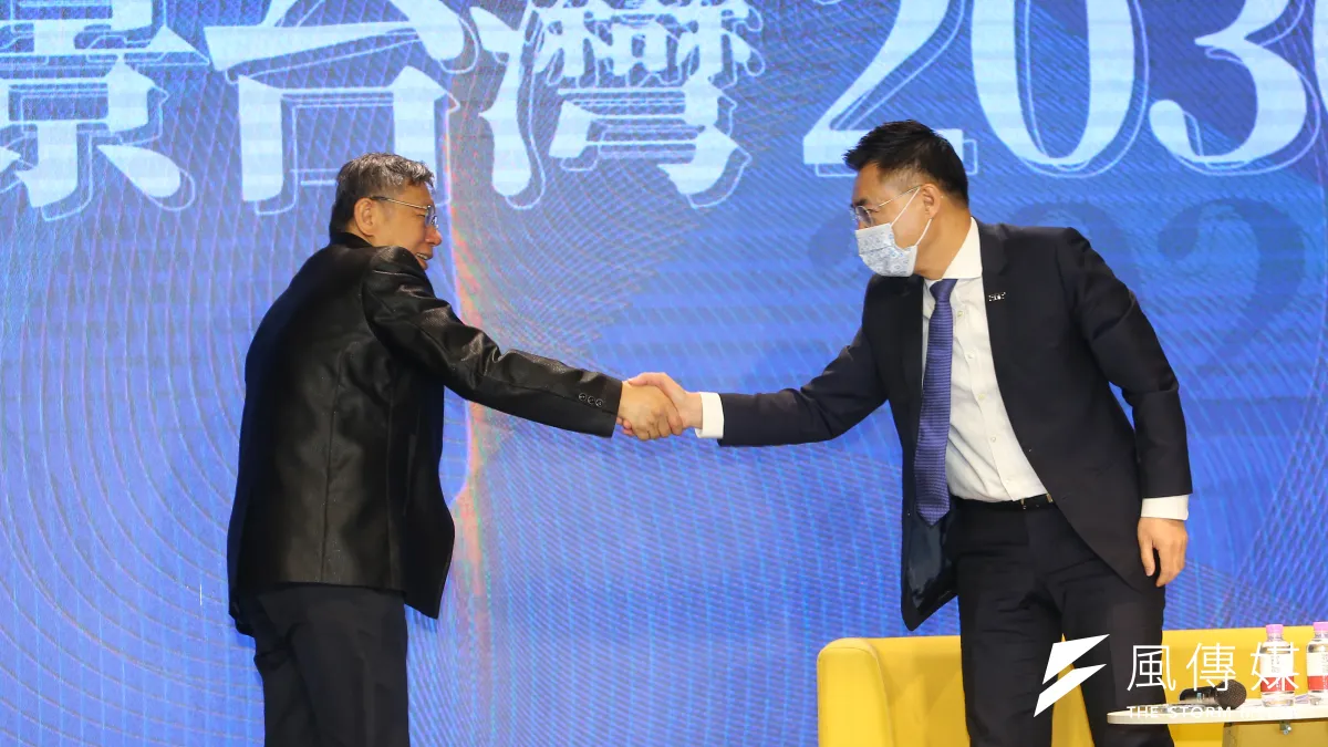國民黨部分人士對於主席江啟臣(右)有意推進「藍白合作」感到不滿。(資料照,顏麟宇攝)
