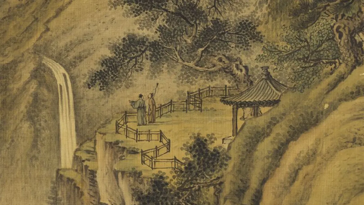 清郎世寧山水畫卷。(故宮網站)