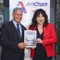 Taiwan American Chamber of Commerce CEO Carl Wegner (left) and Board Chair Anita Chen (right) attend the AmCham Taiwan 2026 White Paper press conference on June 16. (Photo by Yan Lin-yu) Taiwan American Chamber of Commerce CEO Carl Wegner (left) and Board Chair Anita Chen (right) attend the AmCham Taiwan 2026 White Paper press conference on June 16. (Photo by Yan Lin-yu)
