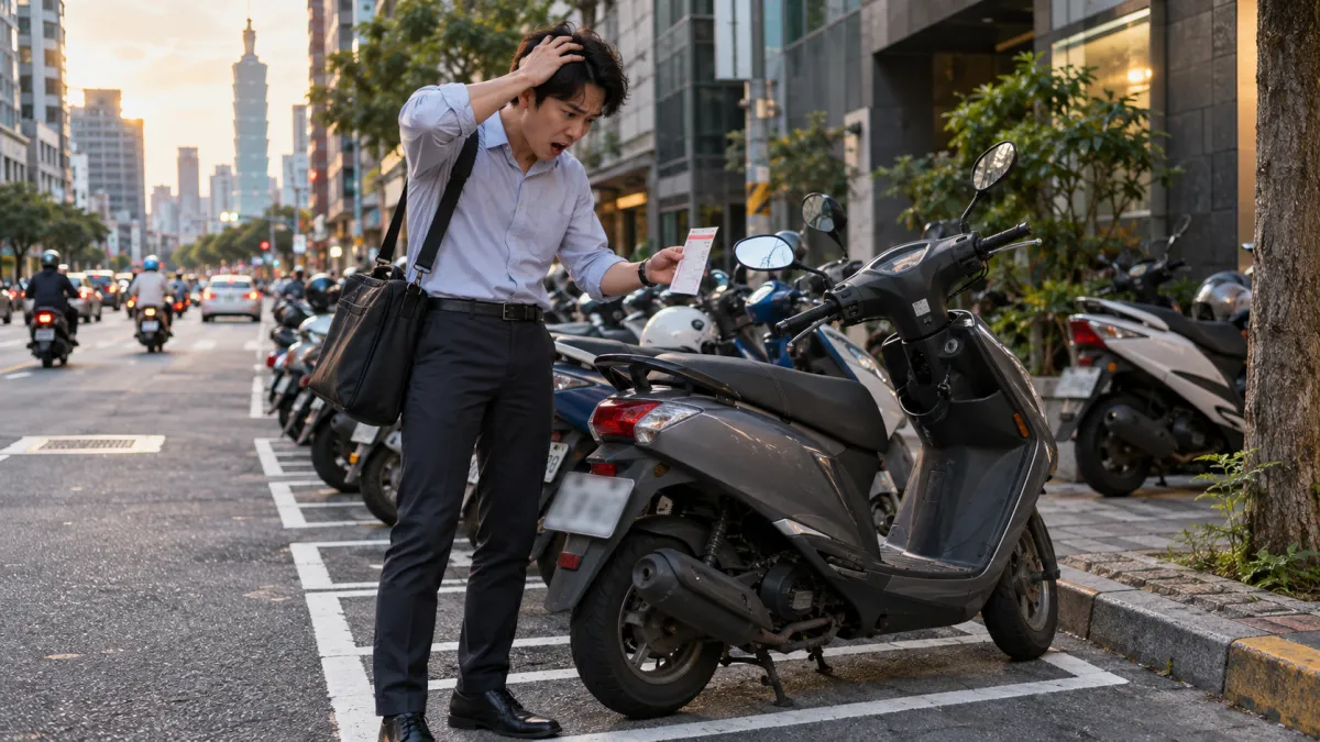 機車明明停在合法停車格內,下班後卻莫名收到違停罰單!(示意圖/AI生成)