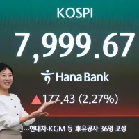 South Korea's benchmark Kospi index has surged relentlessly and is now challenging the historic 8,000-point threshold. (Associated Press) South Korea's benchmark Kospi index has surged relentlessly and is now challenging the historic 8,000-point threshold. (Associated Press)