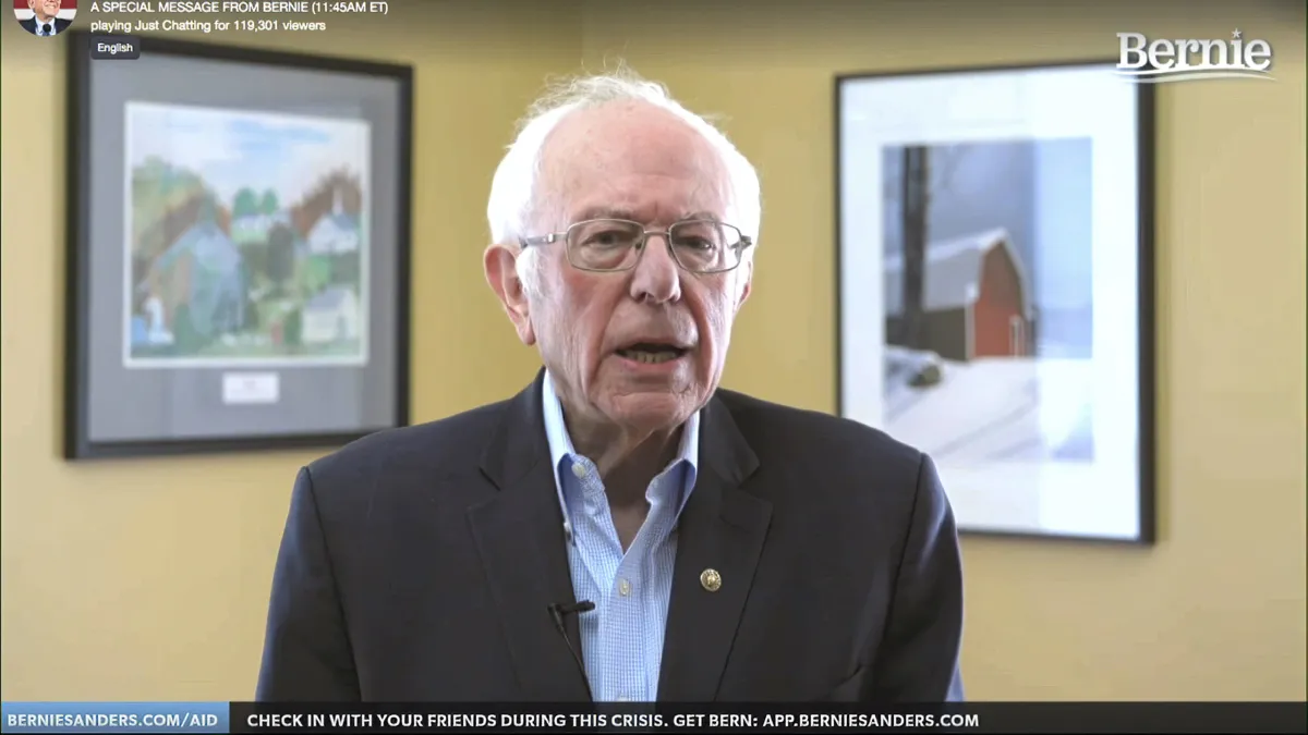 2020年4月8日,2020年美國總統大選,桑德斯(Bernie Sanders)宣布退出民主黨內初選(AP)