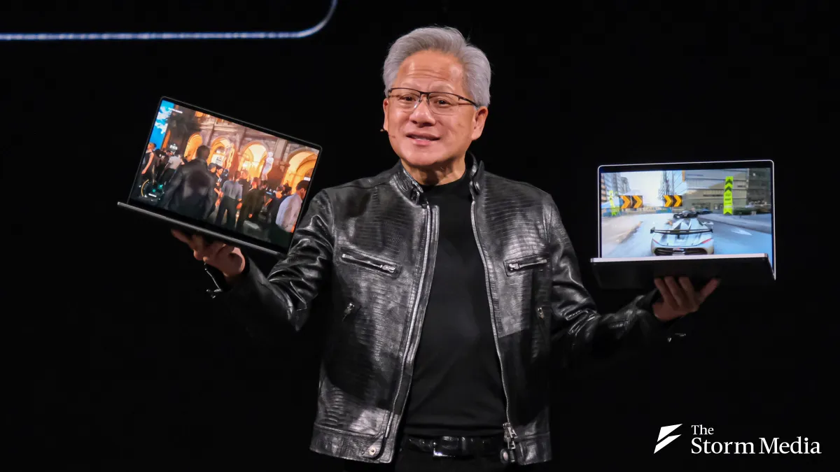 NVIDIA founder and CEO Jensen Huang (黃仁勳) delivered the keynote address at NVIDIA GTC Taipei 2026 on July 1 at the Taipei Popular Music Center. Pictured is Microsoft's Nvidia RTX Spark-powered Surface Laptop Ultra. (Photo by Liu Wei-hong)