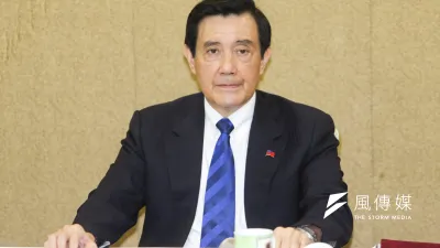 前總統馬英九記者會,說明視訊香港演講內容。(陳明仁攝)