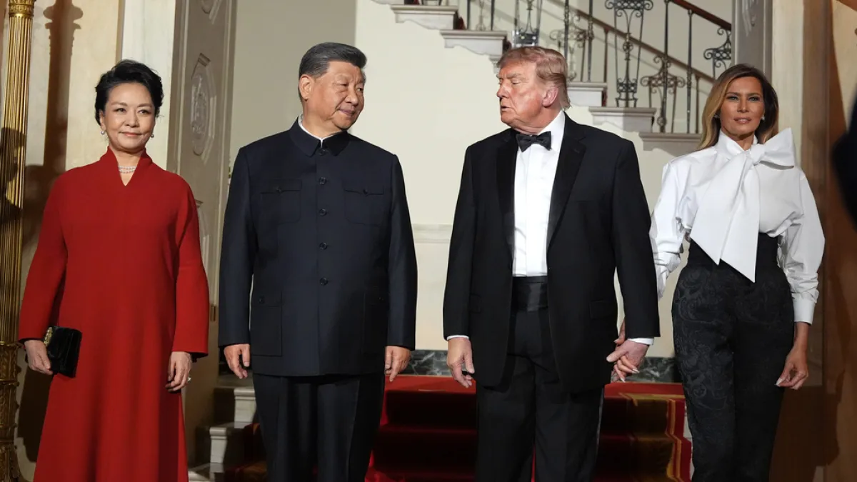トランプ米大統領は国賓晩餐会を開き、訪米中の習近平国家主席夫妻を招いた。(AP通信)