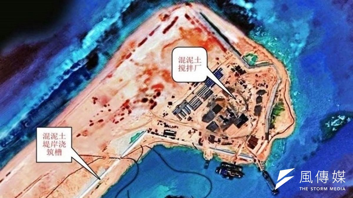 立委林郁方指中國在永暑島大興土木蓋機場,已經可降蘇愷27戰機。(林郁芳辦公室提供) 立委林郁方指中國在永暑島大興土木蓋機場,已經可降蘇愷27戰機。(林郁芳辦公室提供)