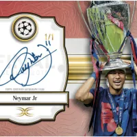 米トレーディングカード大手Toppsは、サッカーのブラジル代表ネイマールと複数年の独占契約を締結し、直筆サインや試合で実際に使用したメモラビリアを収録した商品の展開を発表した。(Topps PR事務局提供) 米トレーディングカード大手Toppsは、サッカーのブラジル代表ネイマールと複数年の独占契約を締結し、直筆サインや試合で実際に使用したメモラビリアを収録した商品の展開を発表した。(Topps PR事務局提供)