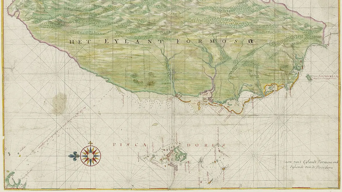 荷蘭時期的台灣地圖。(取自維基百科)