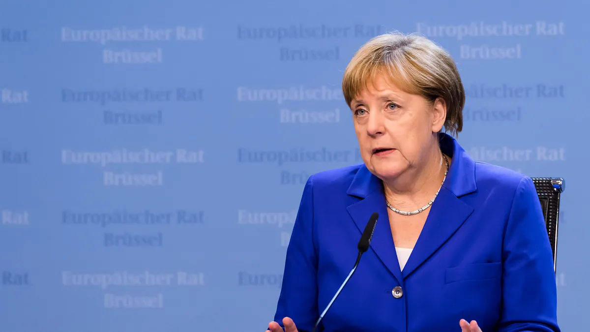 德國連環爆,G20力促增長,本週觀Fed、BOJ。德國總理梅克爾。(美聯社)