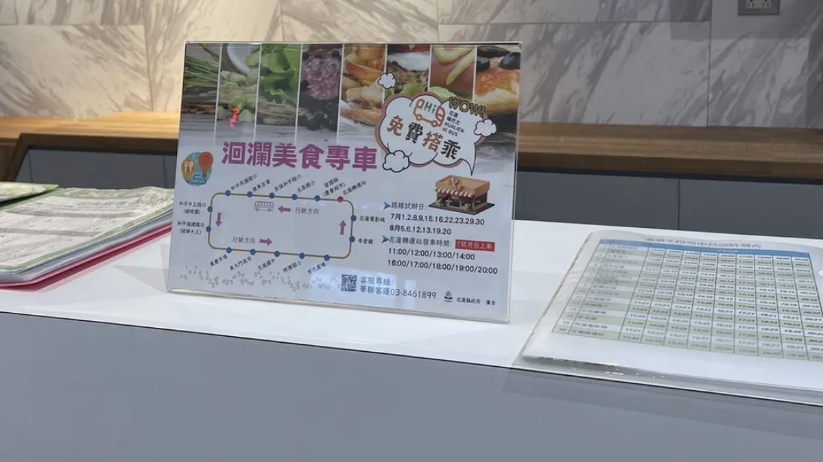 花蓮洄瀾美食專車8/20前週末免費搭乘。(圖/花蓮縣政府提供)
