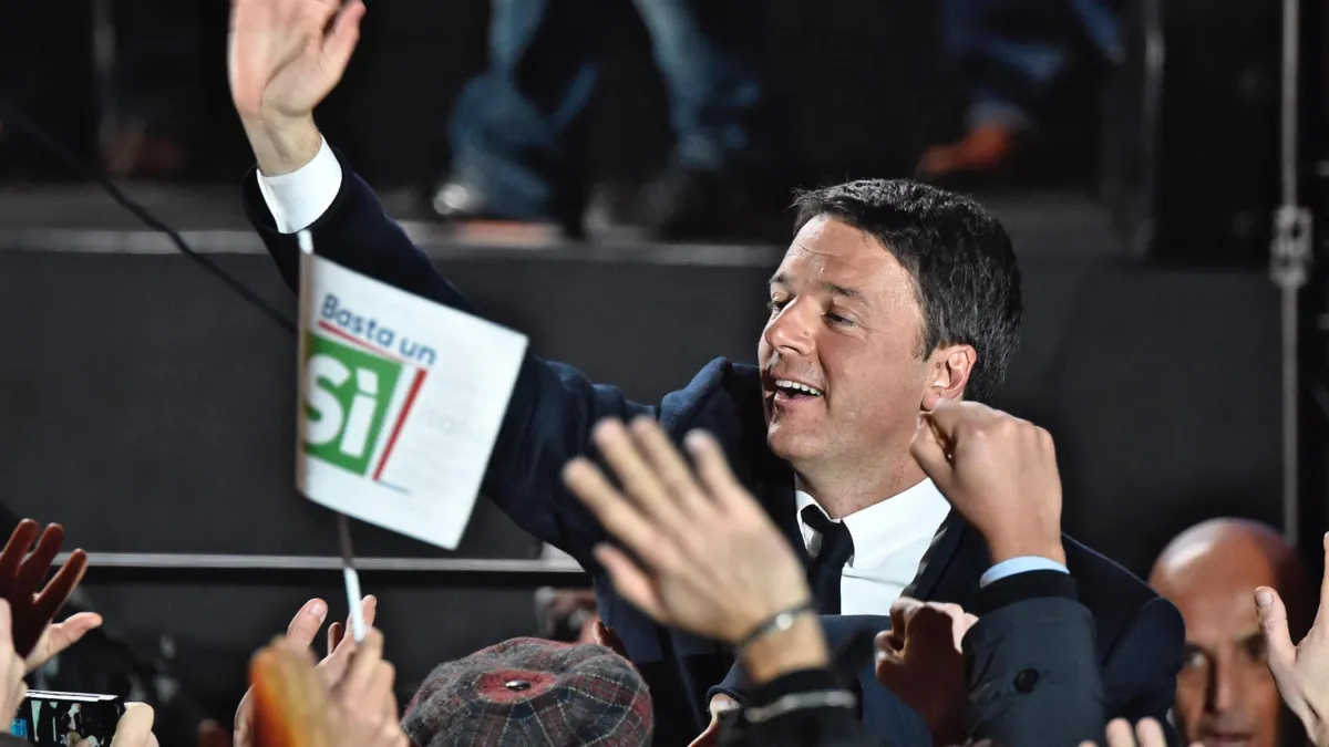 義大利修憲公投登場,總理倫齊(Matteo Renzi)揚言公投未過關就下台(美聯社)