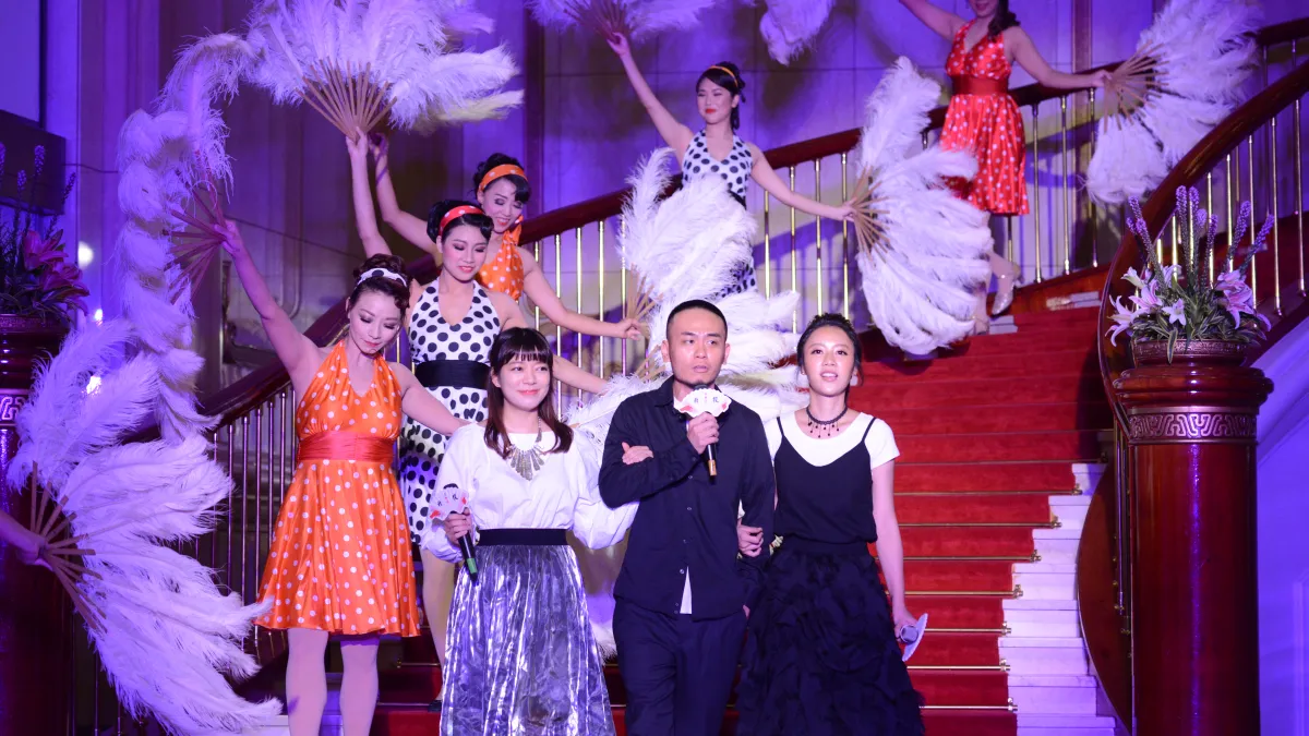 綠光劇團《再會吧北投》開演記者會,演員林雨宣(左起)、楊大正、方宥心。(綠光劇團提供)