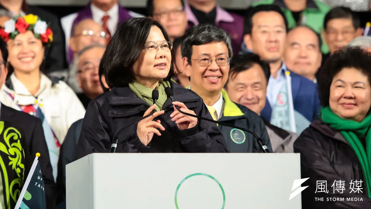 民進黨總統候選人蔡英文發表當選感言。(顏麟宇攝)