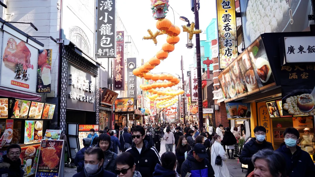 日本橫濱中華街街景。(美聯社)