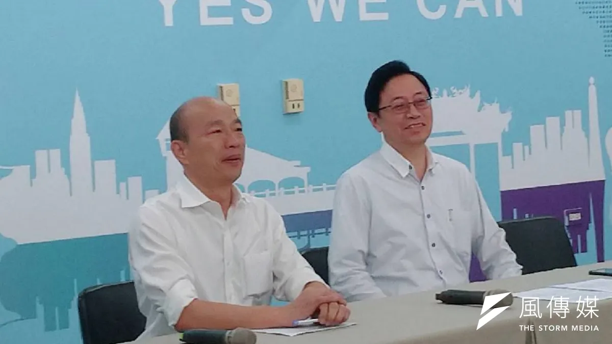 國民黨總統參選人韓國瑜公布副手人選,由國政顧問團總召張善政出任,一起為中華民國打拼。(圖/徐炳文攝)