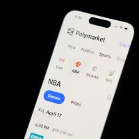 A phone displays sports trades on Polymarket on Thursday, April 16, 2026. (AP) A phone displays sports trades on Polymarket on Thursday, April 16, 2026. (AP)