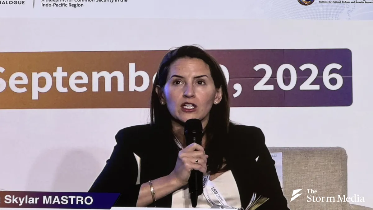 Dr. Oriana Skylar Mastro of Stanford University's Freeman Spogli Institute for International Studies attends the 2026 Taipei Security Dialogue. (Photo by Chang Yao-lin)