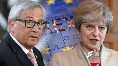 英國首相梅伊(右)表示,脫歐談判時,歐盟執委會主席容克(左)將發現她很難纏(照片:美聯社、Pixabay/合成:風傳媒)