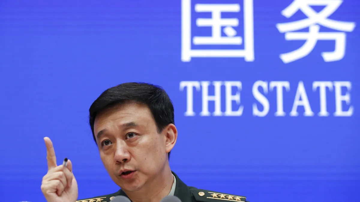 中國國防部新聞發言人吳謙警告「台獨只有死路一條」。(美聯社)