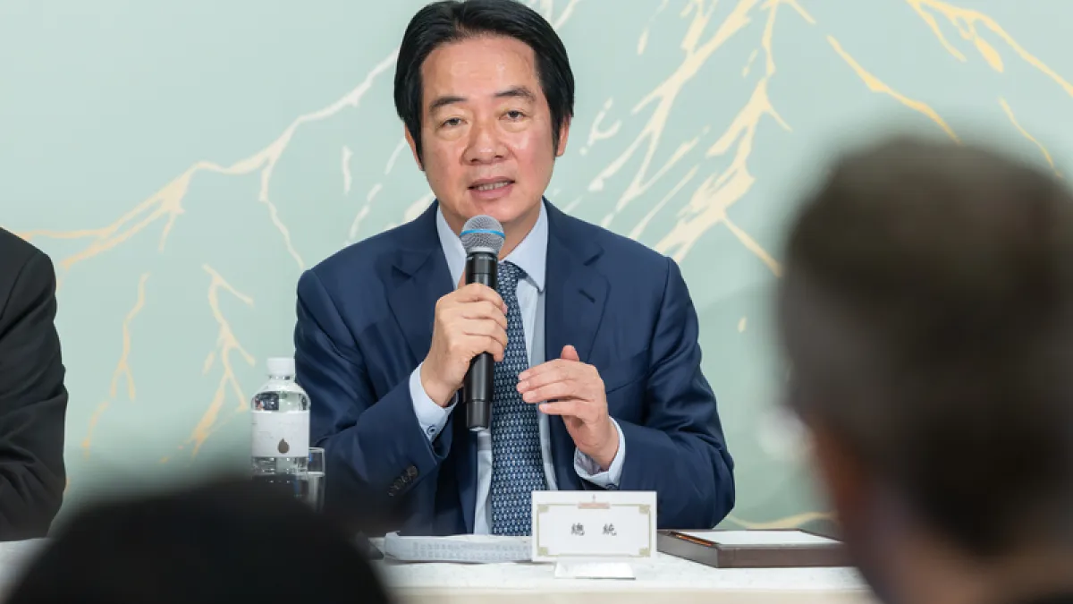 總統賴清德18日與國際媒體茶敘(總統府提供,中央社)