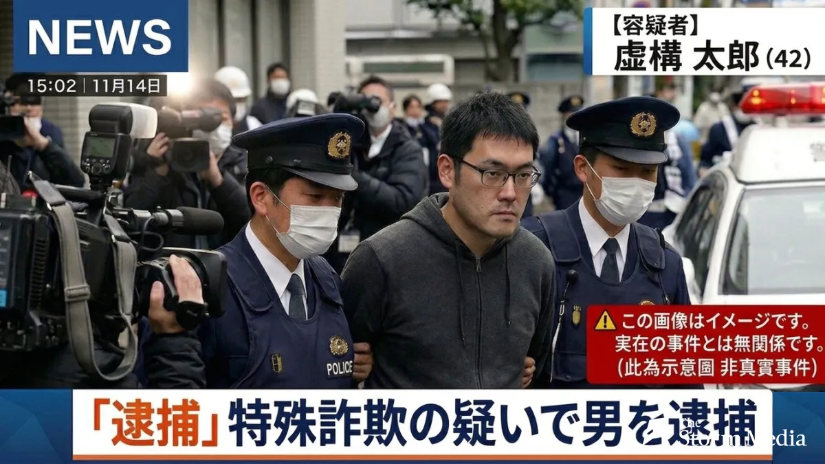 Illustrative image of Japanese news coverage of a suspect arrest. (Image / AI-generated illustration)