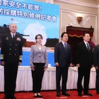 President Lai Ching-te (賴清德) holds a press conference on the 'Special Defense Budget to Protect Democratic Taiwan,' with military brass lined up to advocate for Legislative Yuan approval of the 1.25 trillion NT dollar special defense budget. (Photo by Ko President Lai Ching-te (賴清德) holds a press conference on the 'Special Defense Budget to Protect Democratic Taiwan,' with military brass lined up to advocate for Legislative Yuan approval of the 1.25 trillion NT dollar special defense budget. (Photo by Ko