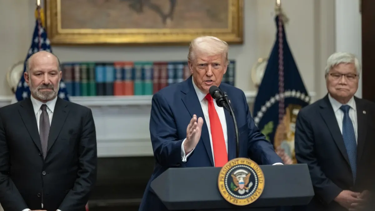 In March 2025, former U.S. President Donald Trump appeared at the White House alongside TSMC Chairman C.C. Wei to announce an additional USD 100 billion investment commitment in the United States. (White House official website)