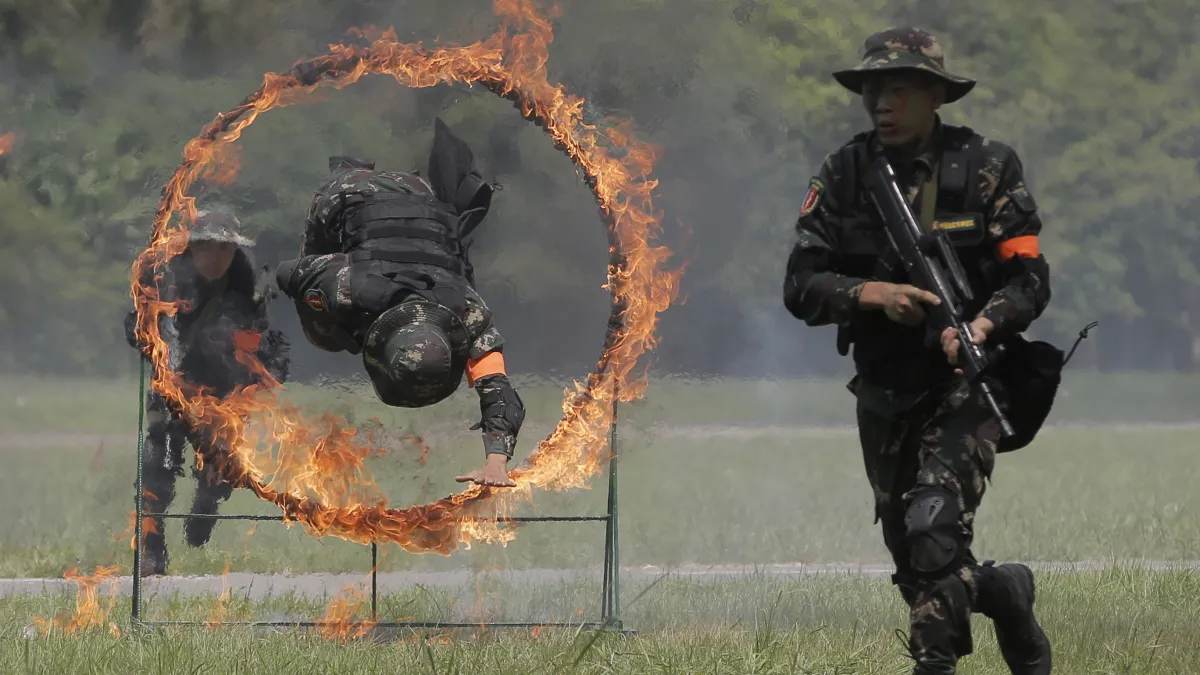 2018年7月1日,香港主權移交中國21周年,解放軍駐港部隊演練(AP)