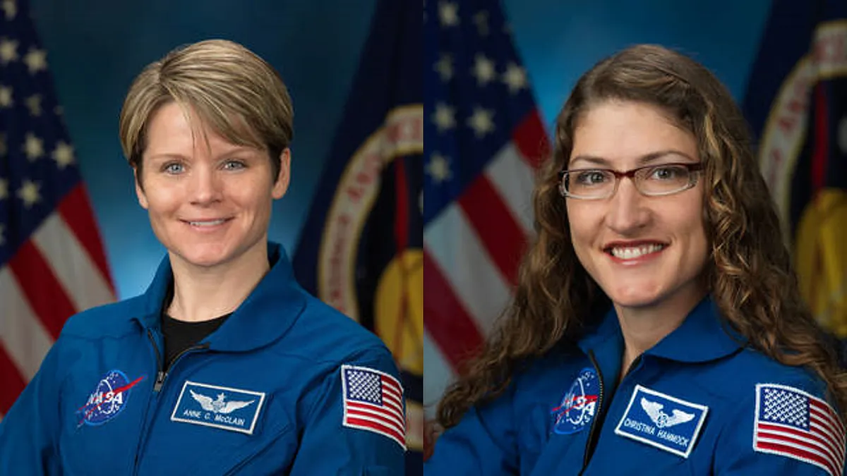 將執行此次太空漫步任務的2位女太空人麥克萊(Anne McClain)及柯赫(Christina Koch)。(取自NASA)