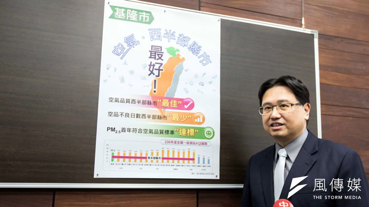基隆市環保局長賴煥紘說明基隆去年空氣品質,在西部縣市名列前茅。(圖/張毅攝) 基隆市環保局長賴煥紘說明基隆去年空氣品質,在西部縣市名列前茅。(圖/張毅攝)
