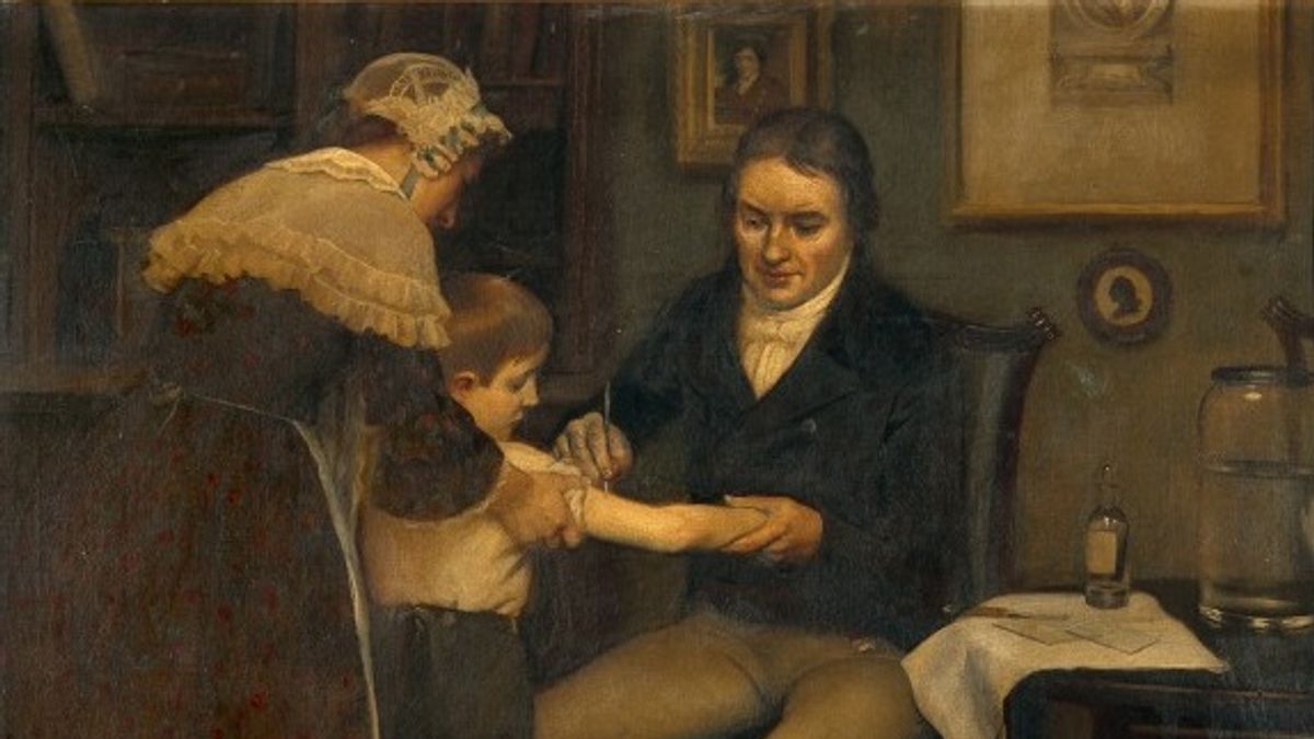 愛德華·詹納(Edward Jenner)從擠奶女工身上發現接種牛痘可戰勝天花病毒,發明了史上第一個疫苗,為現代醫學付出極大貢獻,也被後世尊稱為「疫苗之父」。(圖/取自Wikipedia) 愛德華·詹納(Edward Jenner)從擠奶女工身上發現接種牛痘可戰勝天花病毒,發明了史上第一個疫苗,為現代醫學付出極大貢獻,也被後世尊稱為「疫苗之父」。(圖/取自Wikipedia)