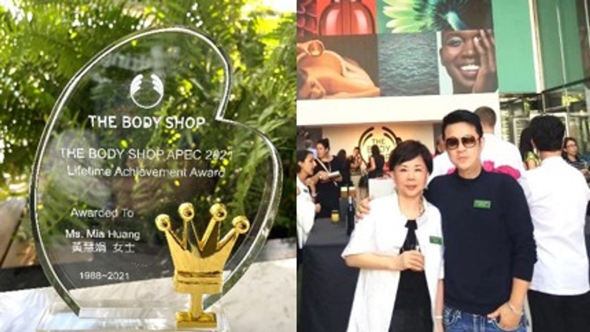 台灣「THE BODY SHOP美體小舖」創辦人黃慧娟獲頒THE BODY SHOP亞太區終身成就獎(左圖),右圖為於法國巴黎舉辦之全球THE BODY SHOP負責人會議, 左為創辦人黃慧娟,右為其子,現台灣.jpg 台灣「THE BODY SHOP美體小舖」創辦人黃慧娟獲頒THE BODY SHOP亞太區終身成就獎(左圖),右圖為於法國巴黎舉辦之全球THE BODY SHOP負責人會議, 左為創辦人黃慧娟,右為其子,現台灣.jpg