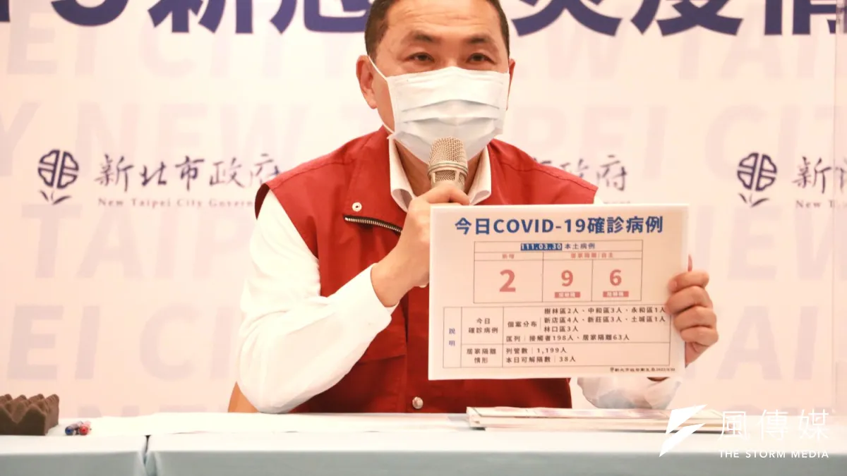 新北市長侯友宜今(30)日下午三點主持防疫記者會。(圖/李梅瑛攝)