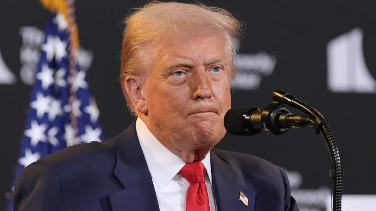 2025年8月。美國總統川普(Donald Trump)在甘迺迪中心發表演說。(AP)