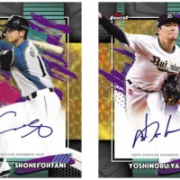 Toppsは、大谷翔平選手や山本由伸選手のNPB時代の写真を使用したサインカードなどを収録した「2026 Topps NPB Finest ベースボールカード」を、10月30日から先行発売する。(Topps PR事務局提供) Toppsは、大谷翔平選手や山本由伸選手のNPB時代の写真を使用したサインカードなどを収録した「2026 Topps NPB Finest ベースボールカード」を、10月30日から先行発売する。(Topps PR事務局提供)
