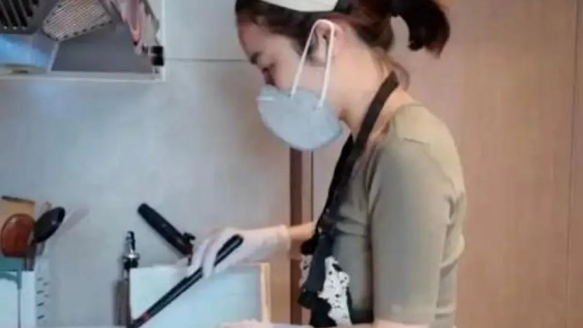 正妹離職改當煮菜婦,3菜1湯月賺8萬元。(翻攝自微博)