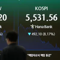 韓国総合株価指数(KOSPI)が再び急落し、サーキットブレーカーが発動された。(AP通信) 韓国総合株価指数(KOSPI)が再び急落し、サーキットブレーカーが発動された。(AP通信)