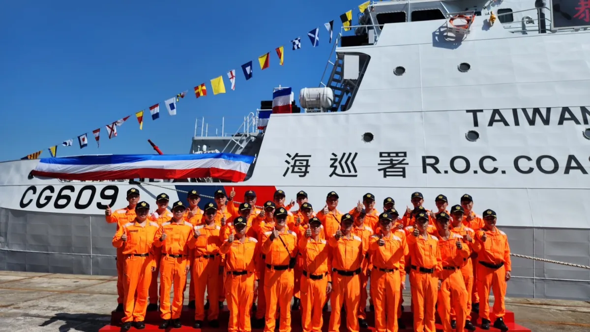 海巡署今(10)日於高雄中信造船廠舉行安平級巡防艦(600噸級)第7艘CG609萬里艦及第8艘CG610永康艦命名下水聯合典禮。(海巡署提供)