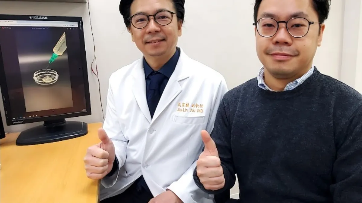 北醫附醫骨科部運動醫學科吳家麟醫師(左)與北醫大翁培鈞助理教授合作研發半月板破裂新療法,研究登上國際知名期刊。(資料照,北醫附醫提供)