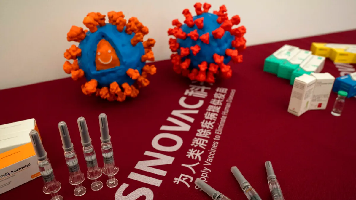 中國科興生技公司研發的新冠肺炎疫苗。(美聯社)