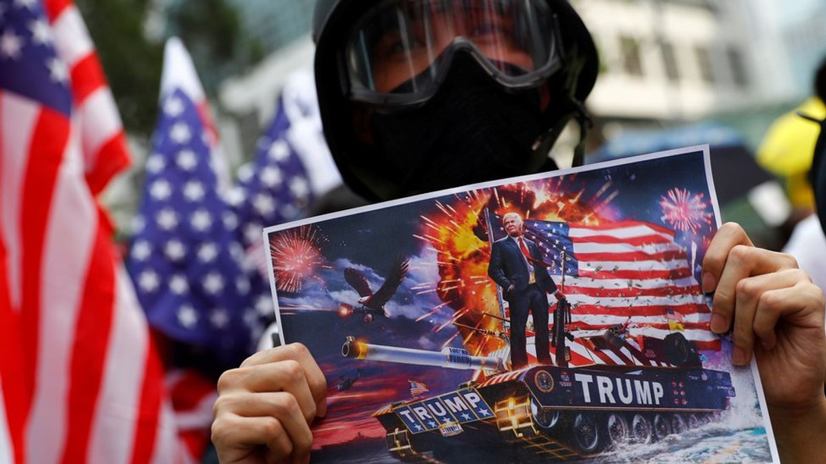 香港示威者認為可借美國之力逼使北京讓步。(BBC) 香港示威者認為可借美國之力逼使北京讓步。(BBC)