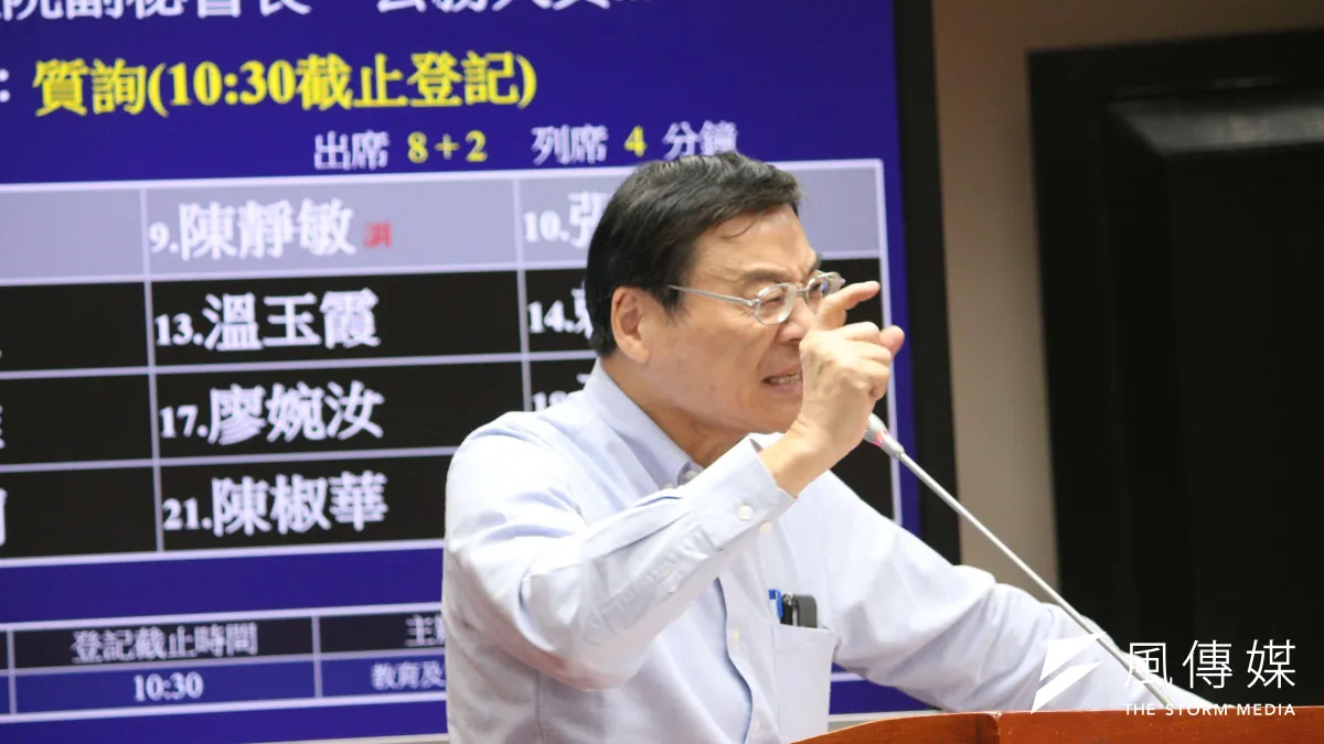國民黨立委曾銘宗19日於立法院教育及文化委員會質詢時,怒轟黨產會是「依法設立的非法、不當機關」。(鍾秉哲攝)
